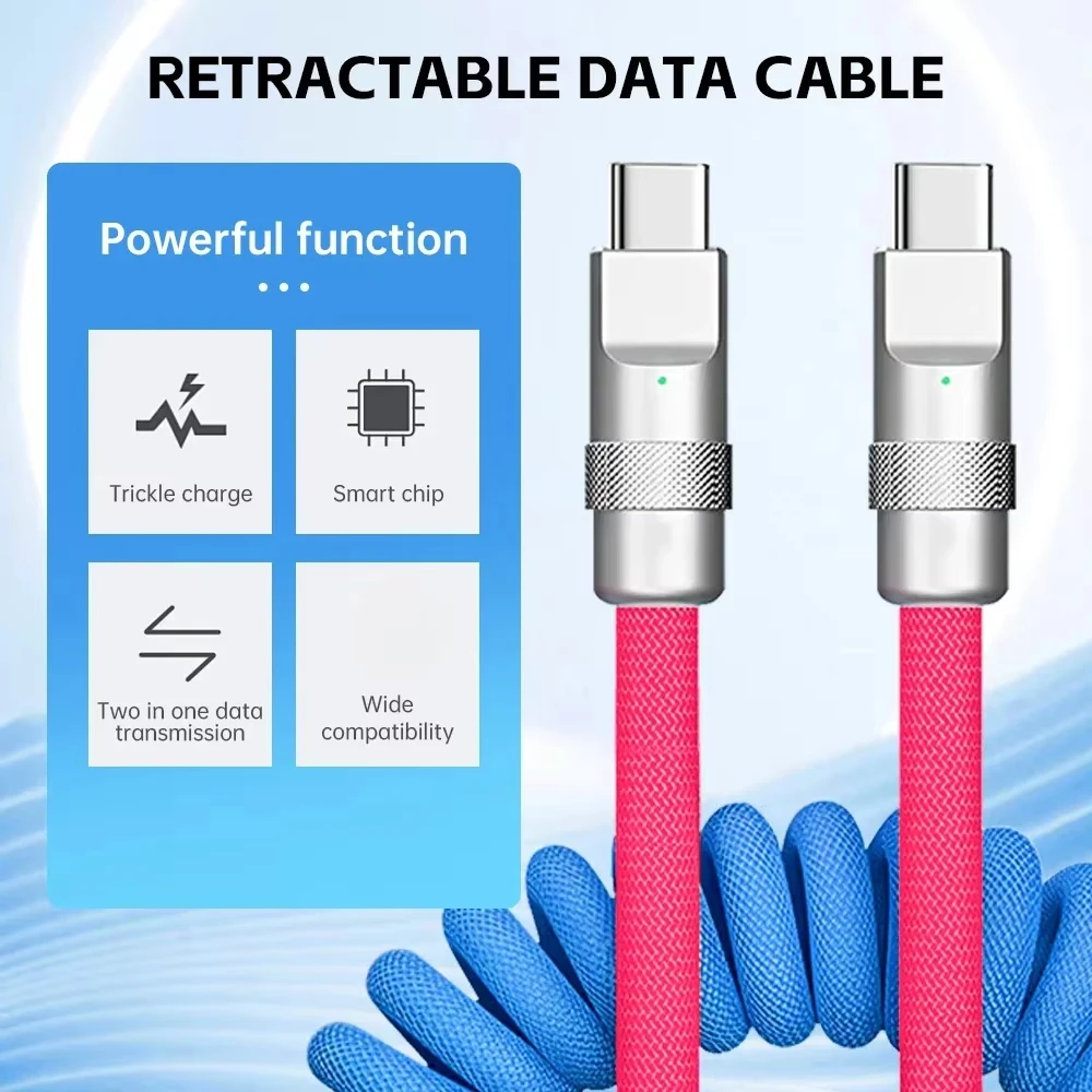 1,8 M PD 60W resorte de carga rápida USB C a Cable tipo C para 15 Pro Max Samsung Xiaomi Huawei cargador de teléfono Cables tipo C