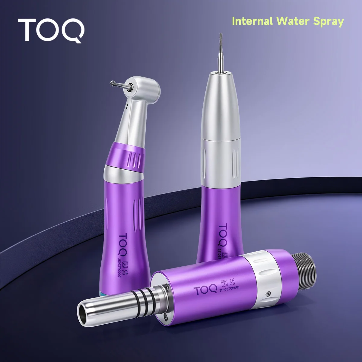 TOQ Inner Contra-ángulo de baja velocidad con pulverización de agua, relación 1:1, tipo E, herramientas dentales profesionales de alta gama, juego de 2/4 orificios para motor de aire