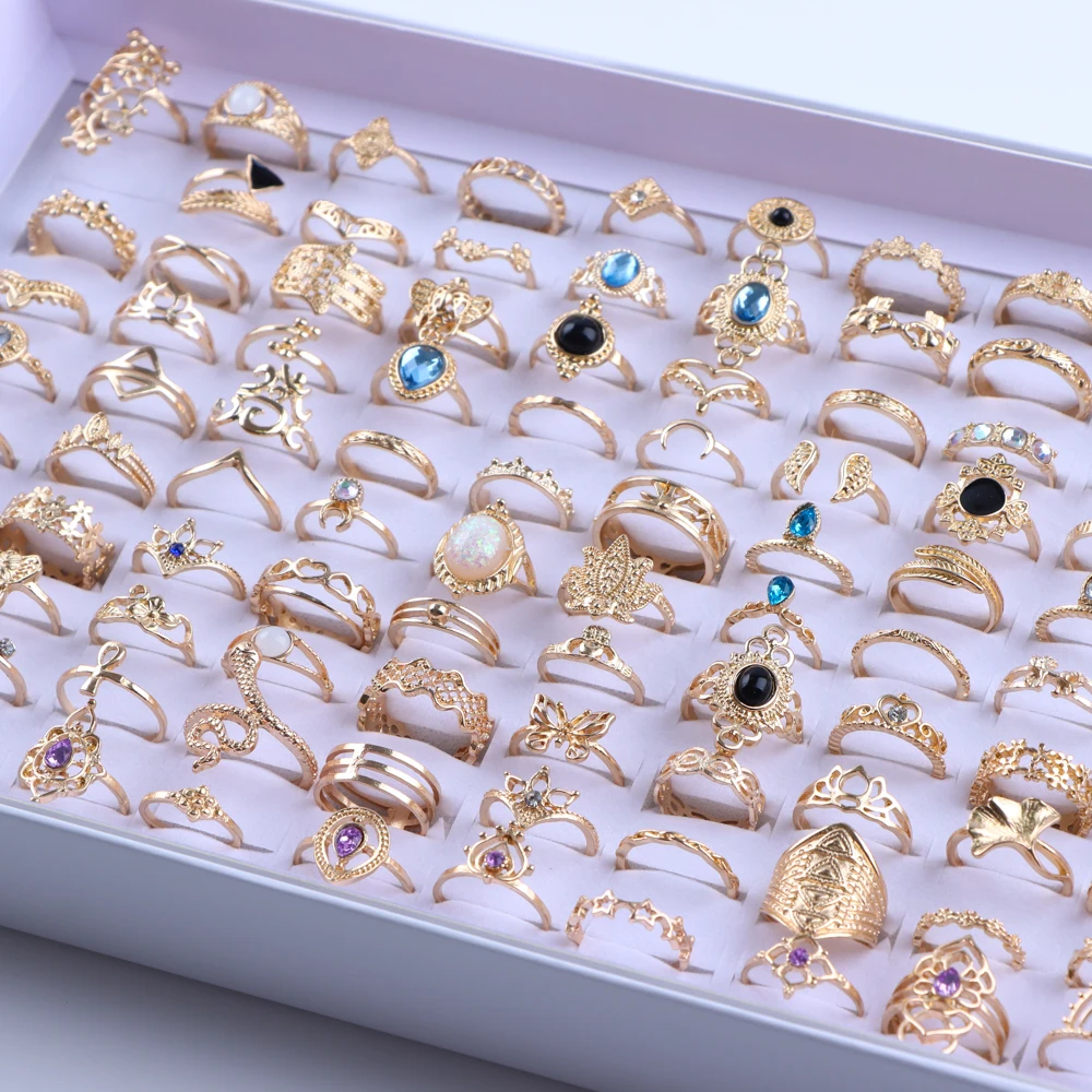 20 unids/lote Vintage Bohemia geometría flores hoja anillos para mujeres encanto mezcla estilo Color joyería de moda accesorios de regalo al por mayor