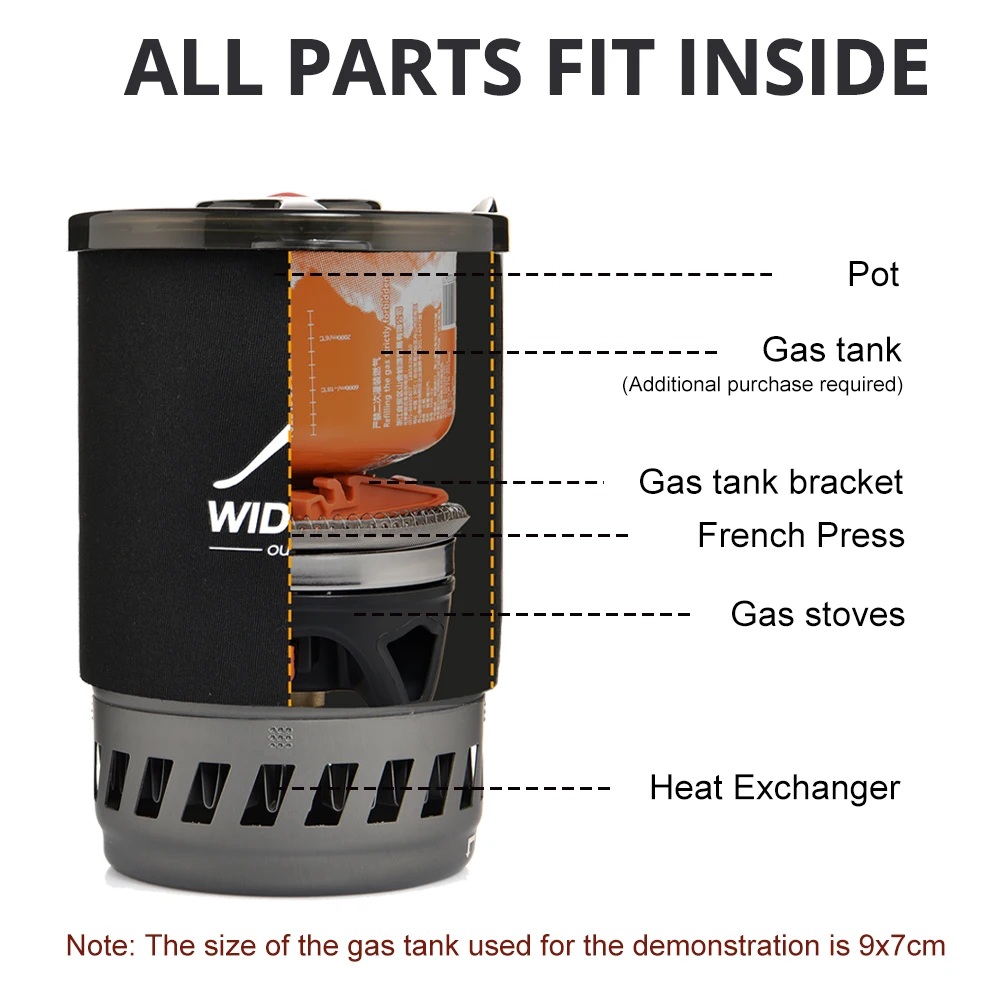 Widesea-sistema de cocina para acampar con intercambiador de calor, estufa de Gas para exteriores, quemador, cafetera turística, taza, utensilios de cocina, vajilla, turismo