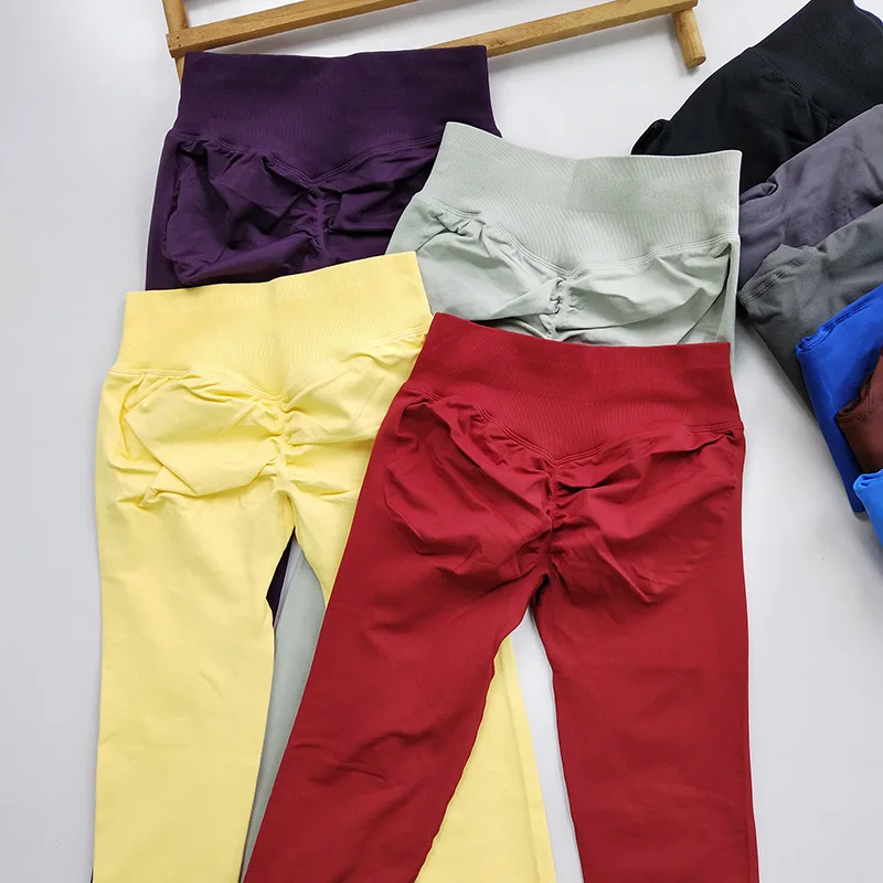 Leggings cortos sin costuras para mujer: melocotón para mejorar el levantamiento de glúteos para yoga, correr y fitness