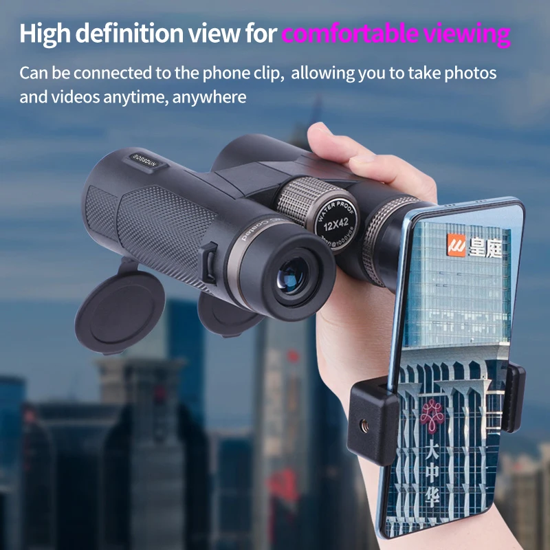 Binoculares profesionales 12x42 con lente ED, prisma BAK4, telescopio de Metal resistente al agua para observación de aves al aire libre, Camping y viajes