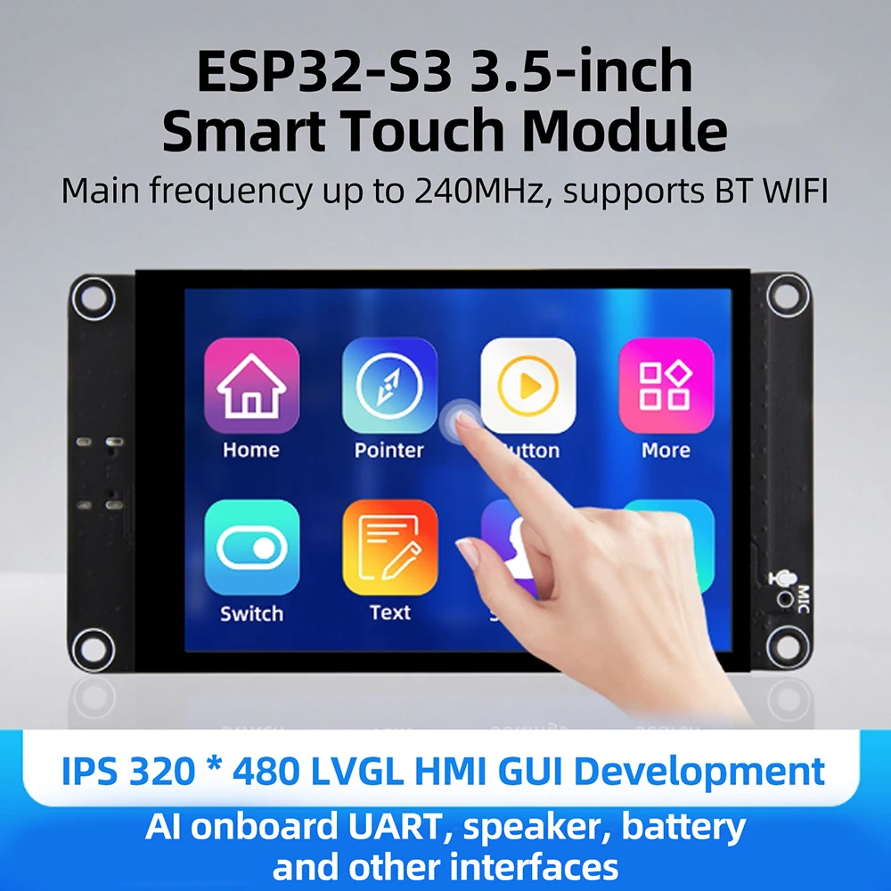Placa de Desarrollo ESP32-S3 con WiFi y Bluetooth, Pantalla LED IPS de 3.5 Pulgadas 320*480, Módulo de Pantalla Táctil, Compatible con Xiaozhi AI, Tipo C