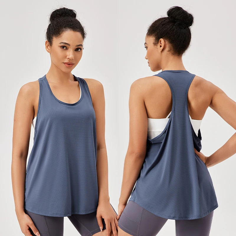 Chaleco de Yoga para gimnasio para mujer, camisetas sin mangas deportivas atléticas para Fitness, blusa para correr de secado rápido, camisetas de entrenamiento, camisetas de Yoga sin mangas en la espalda, Top de gimnasio