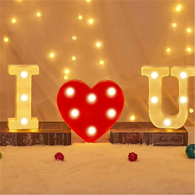 Lámpara luminosa con letras y números, luces LED del alfabeto, decoración nocturna para el hogar, boda, cumpleaños, decoración de fiesta de navidad