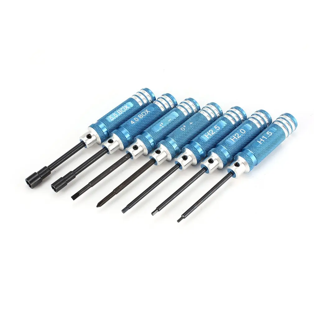 YSIDO 7 Uds 1,5 2,0 2,5mm herramientas de destornillador hexagonal Kit de llave de tuerca para Wltoys Traxxas Axial RC helicóptero coche avión Dron FPV