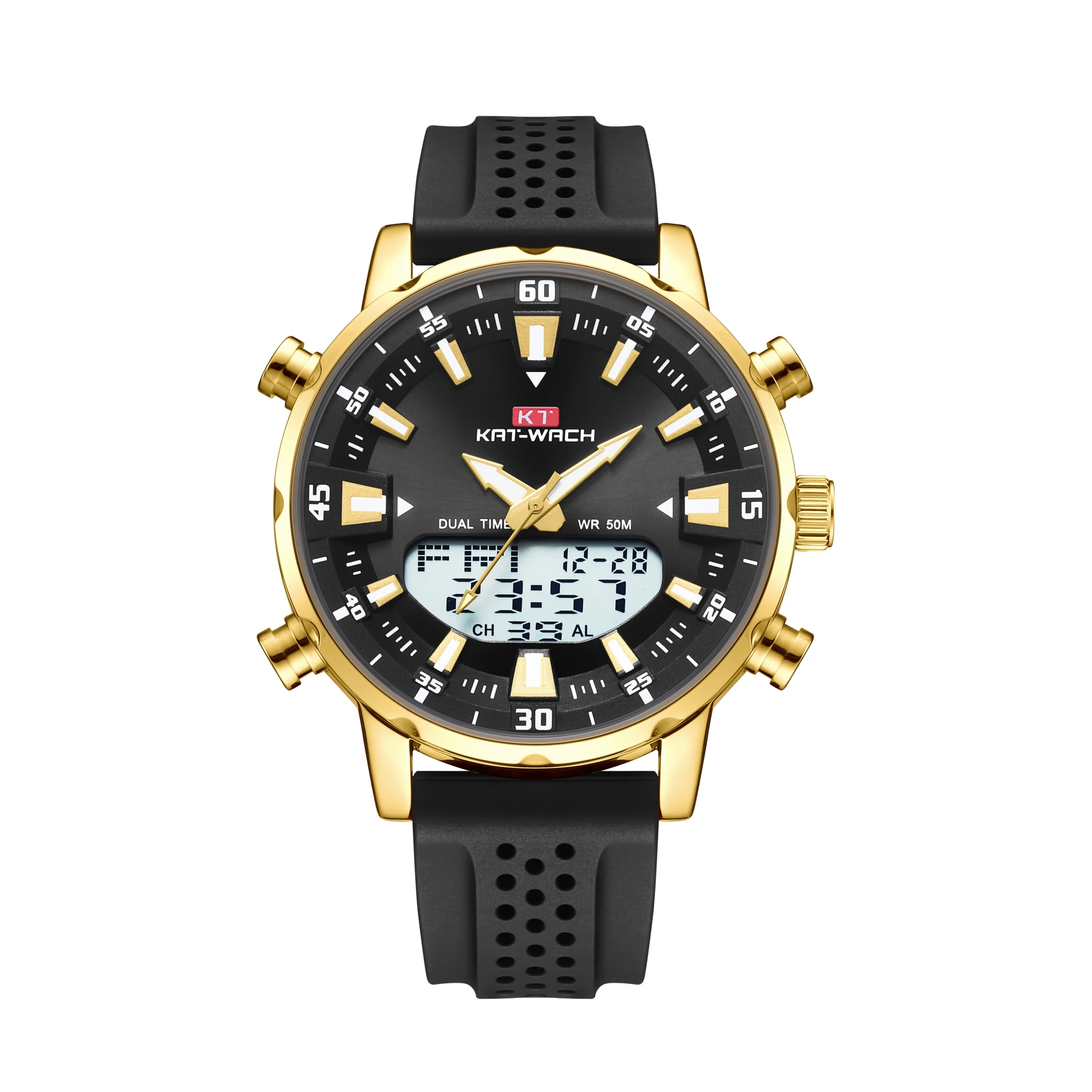 Relojes de Cuarzo Kat-Wach para Hombre, Originales, Resistentes al Agua, de Alta Calidad, Automáticos, Reloj Negro, Regalos para Papá, Relojes para Hombre