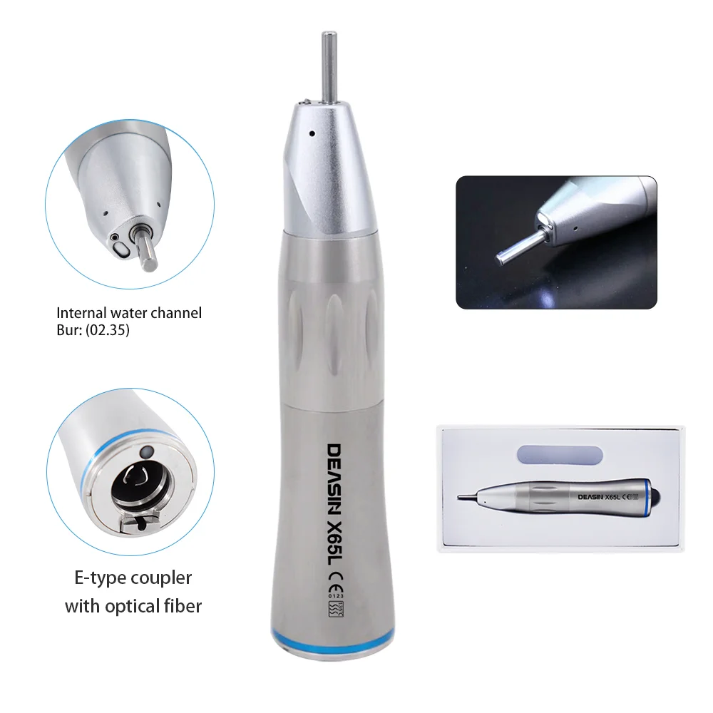 Pieza de mano recta para odontología X65L, anillo azul 1:1, pieza de mano de agua interior recta con fibra óptica para uso en cirugía de implantes dentales
