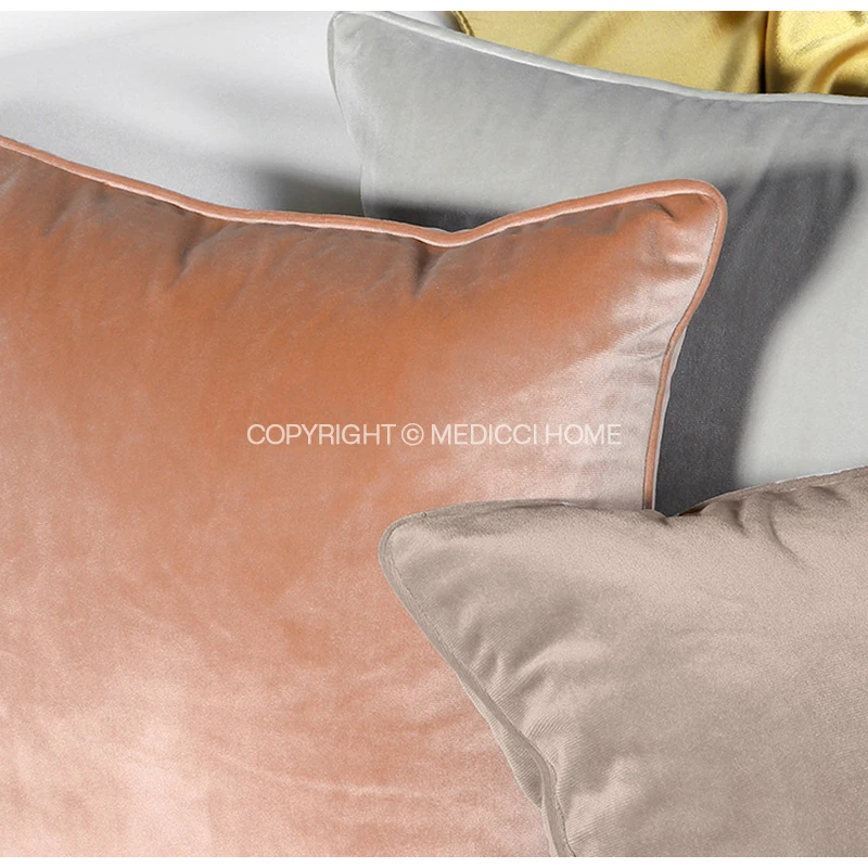 Medicci Home-fundas de almohada de terciopelo italiano, lujosas Fundas de cojín de Color sólido de alto grado para sala de estar, sofá cama