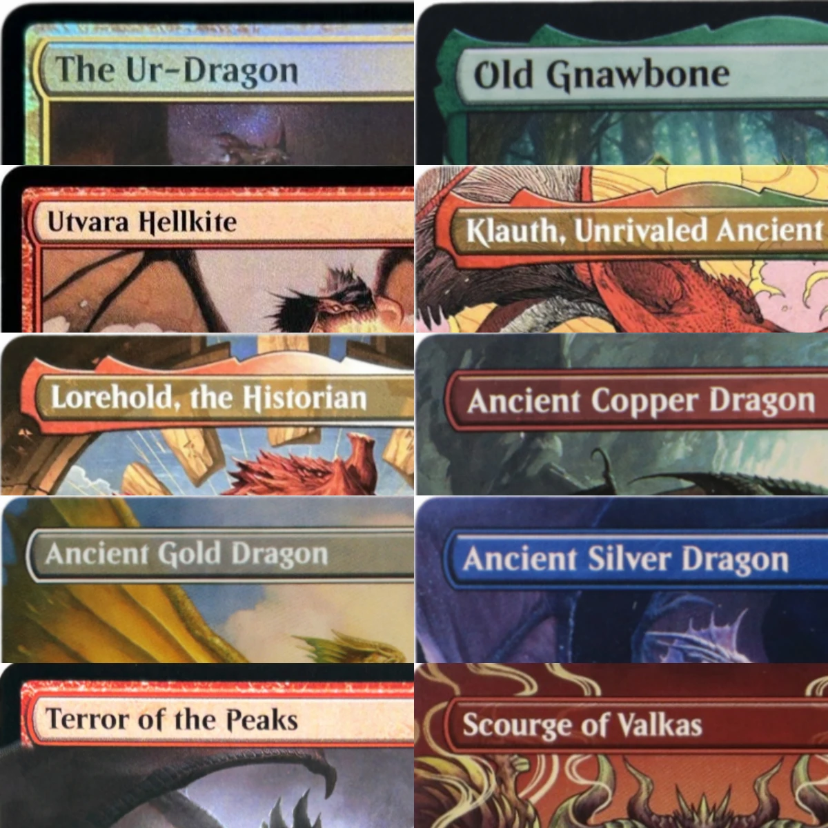 LK9 Utvara Hellkite The Ur-Dragon Goldlust Triad Ancient Gold Dragon Old Gnawbone Tarjetas Proxy TCG de Alta Calidad (Núcleo Negro)
