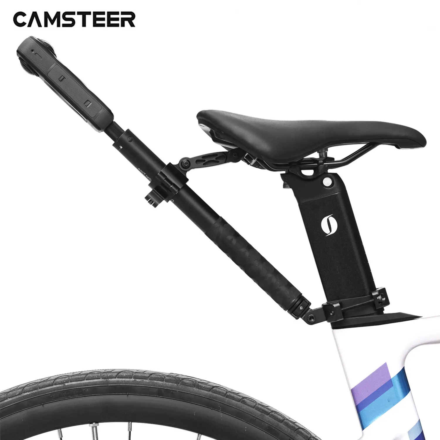 Soporte de Montaje Camsteer Premium para Bicicleta con Vista de Tercera Persona para Cámaras GoPro Max2, Hero 13, 12, Insta360 X6, X5, X4, Ace Pro2, DJI Osmo360