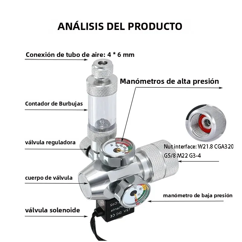 Nuevo Regulador de CO2 para Acuario DIY, Válvula Electromagnética, Contador de Burbujas, Sistema de Control de CO2, Válvula Reductora de Presión de CO2 para Peceras