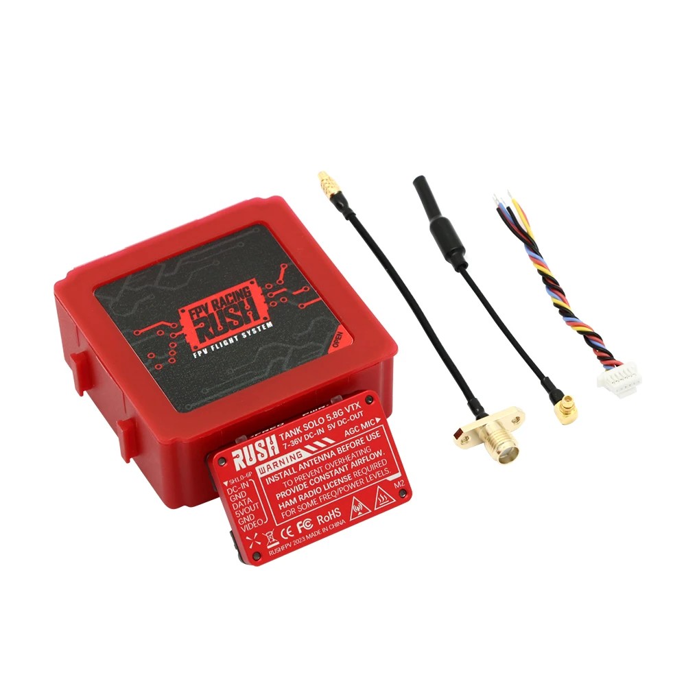 Transmisor de Video RUSH Solo Tank 5.8G VTX con Carcasa CNC, 1.6W de Alta Potencia, Micrófono Integrado y Estructura de Disipación de Calor para RC FPV