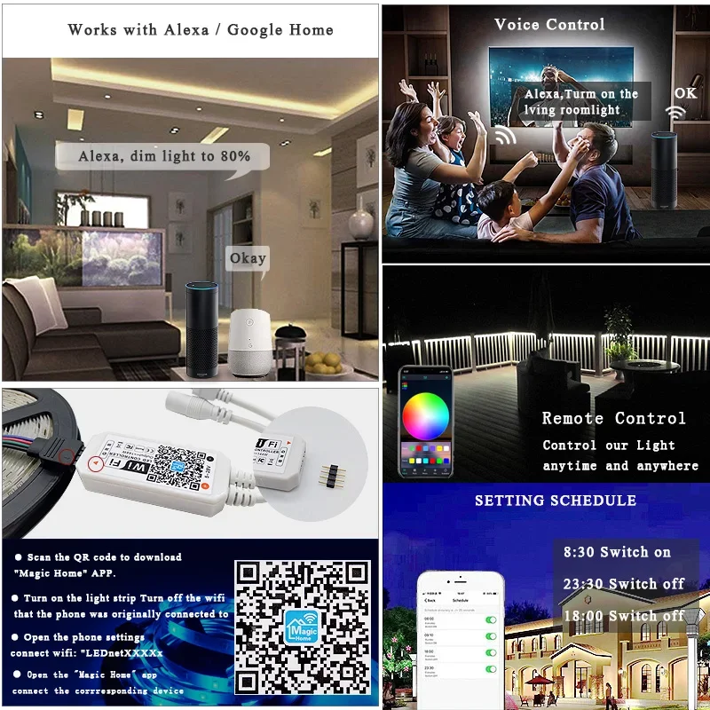 Tira de luces LED RGBW Bluetooth 5050 DC 12V RGB WIFI cinta Flexible diodo impermeable luz dormitorio TV ordenador conjunto + fuente de alimentación
