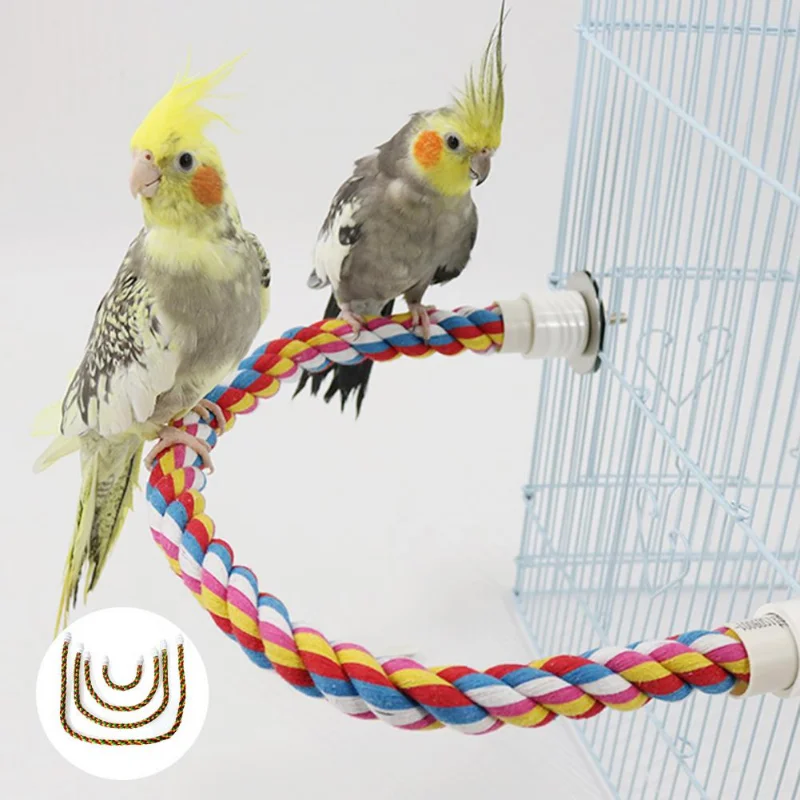 Juguete Molar para pájaros, cuerda de algodón duradera, perchas de pie para loros y mascotas multicolores para cacatúa, jaula para loros, juguete para pájaros y mascotas