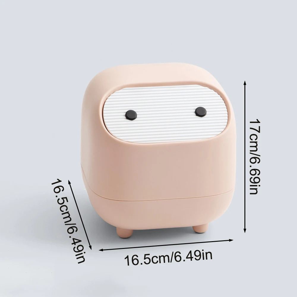 Mini cubo de basura con tapa, lindos botes de basura de escritorio Ninja, cubo de basura pequeño, cubo de basura de plástico para oficina para tocador de baño, escritorio,