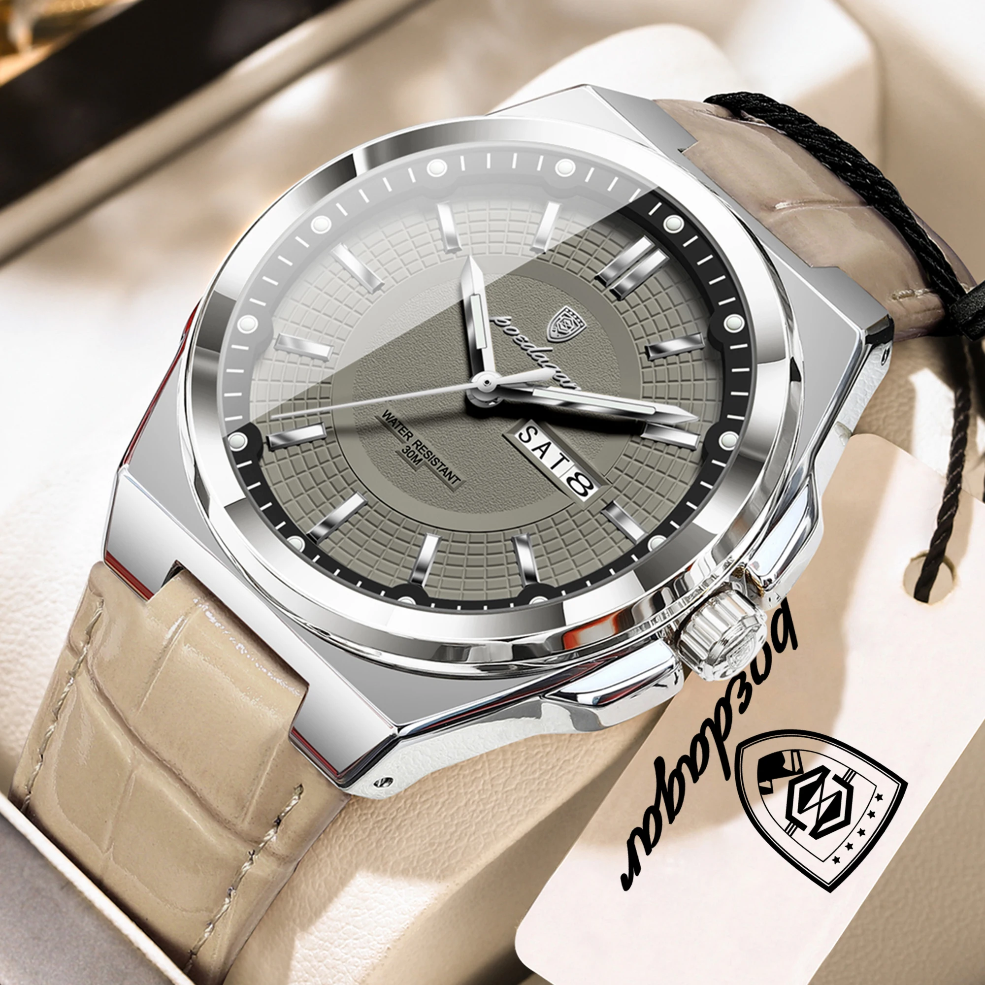 Reloj de Pulsera Masculino POEDAGAR de Moda, Resistente al Agua, Luminoso, con Fecha y Día de la Semana, Reloj de Cuarzo con Correa de Cuero para Hombre, Reloj Hombre