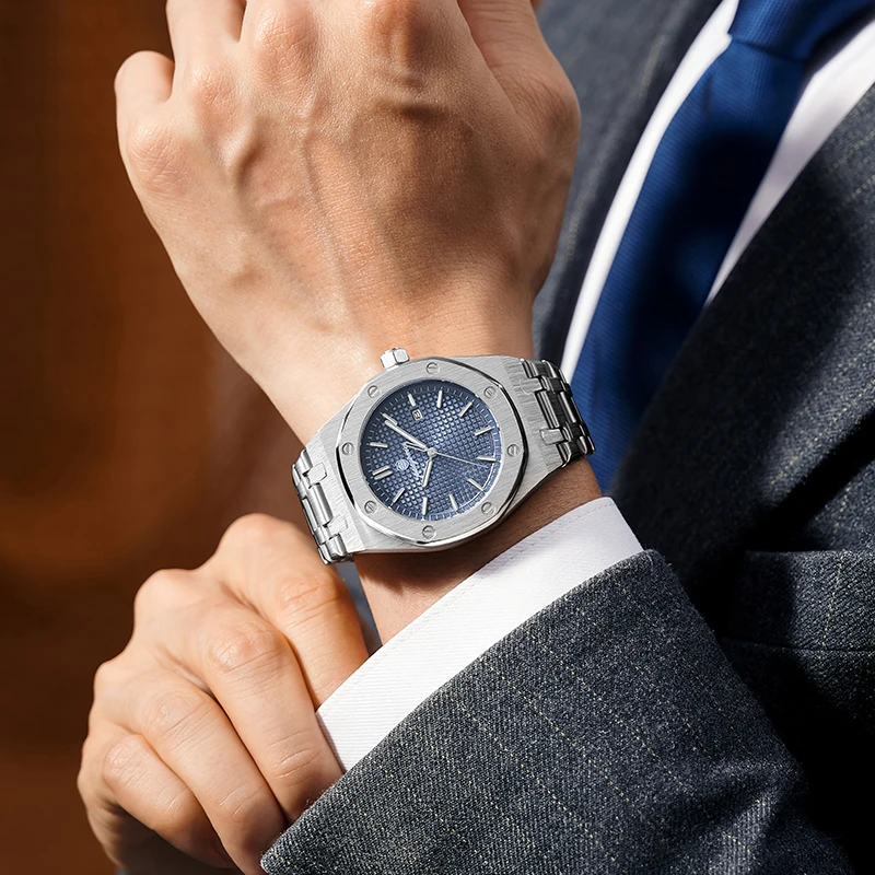 Reloj de cuarzo PAAZOMU cuadrado de lujo para hombre, reloj resistente al agua con fecha luminosa para hombre, relojes de negocios de acero inoxidable de alta calidad para hombre