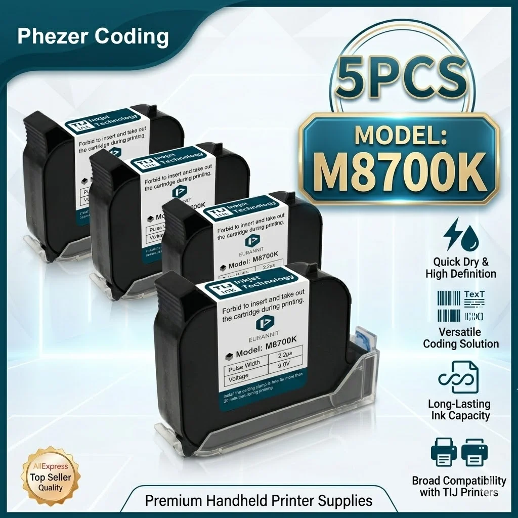 Cartucho de Tinta Phezer Nivel A, 1/3/5 Piezas, Impresora de Inyección de Tinta Portátil, Secado Rápido, Negro, Nivel B, 12.7mm, Piezas Originales para Oficina
