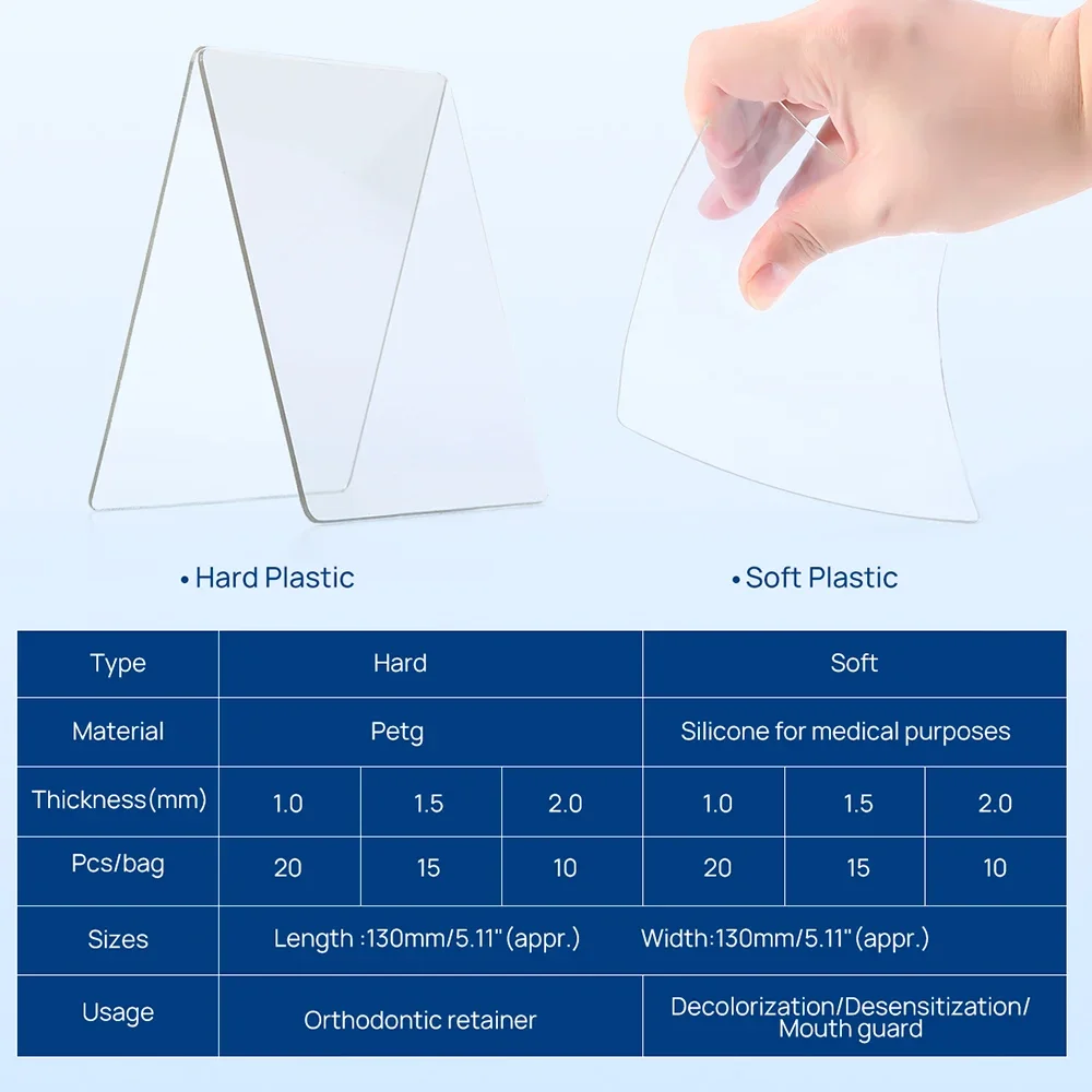 JUMTOP-retenedor de férula de ortodoncia Dental, hoja formadora al vacío, plástico suave/duro, Material de termoformado de odontología de 1,0/1,5/2,0mm