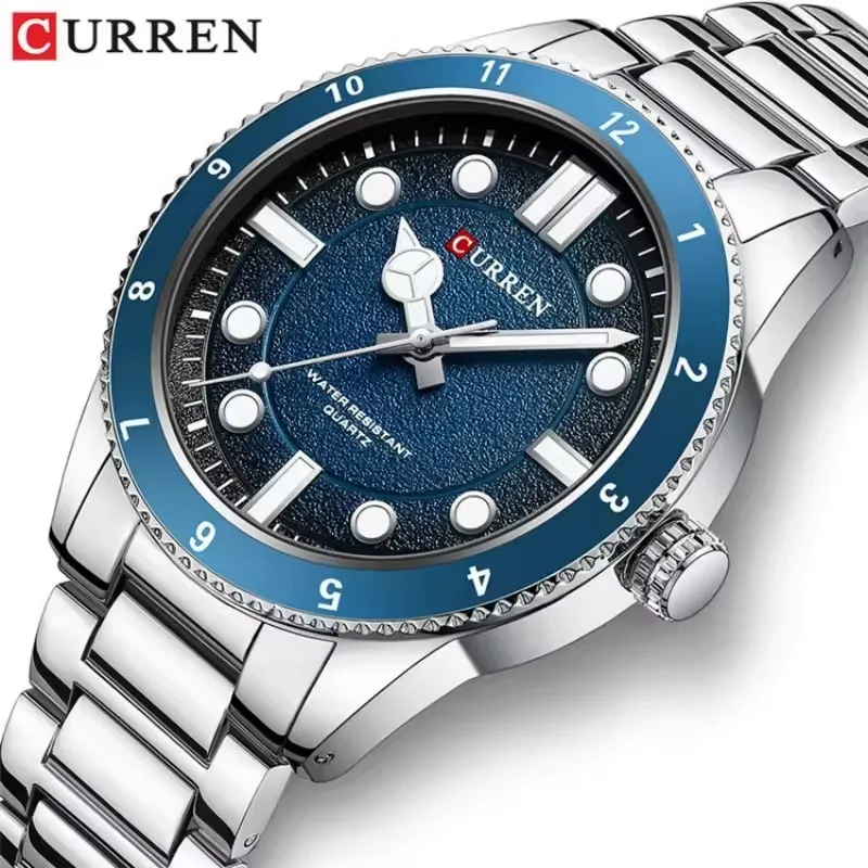 Reloj Deportivo Militar CURREN 8450 para Hombre, con Luz Nocturna, Resistente al Agua, Correa de Acero, Cuarzo, para Negocios y Ocio, Relojes Masculinos
