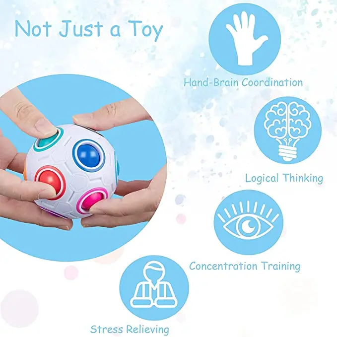 Bola mágica de rompecabezas de arcoíris, Bola de cubo de velocidad, divertida pelota para aliviar el estrés, rompecabezas 3D a juego de colores, juguete para niños, adolescentes y adultos