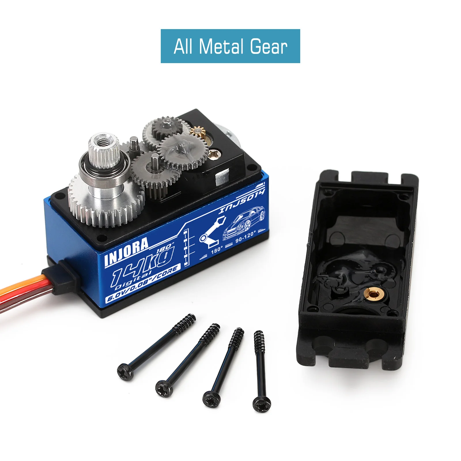 INJORA Metal Gear 14KG INJS014 Servo Digital de perfil bajo para 1/10 RC en carretera Touring Drift Car Tamiya Kyosho modelo de helicóptero