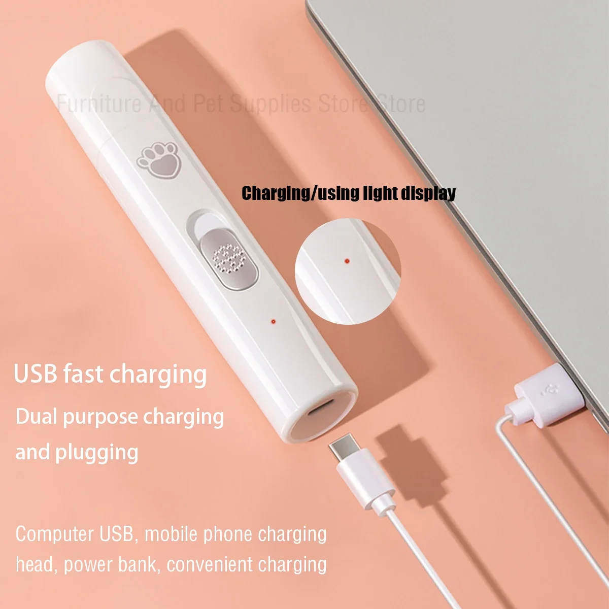 Molinillo de uñas eléctrico para perros, cortauñas para mascotas, recargable por USB, cortauñas indoloro con rueda pulidora para mascotas pequeñas/grandes