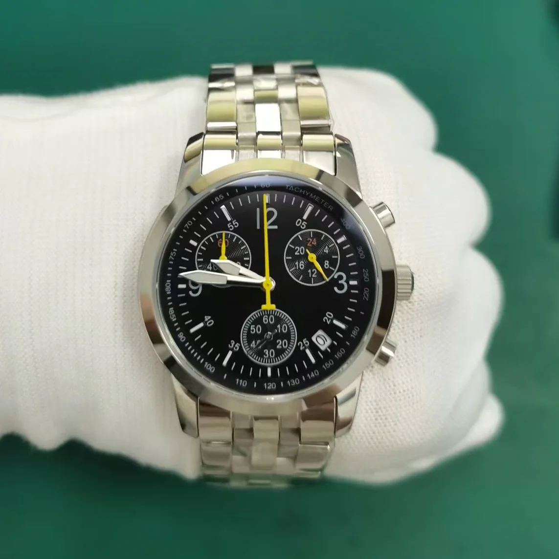 Reloj de Hombre de Acero Inoxidable con Cristal de Zafiro, Cuarzo, Cronógrafo, Resistente al Agua 50M, Deportivo, de Lujo, para Negocios, 316L