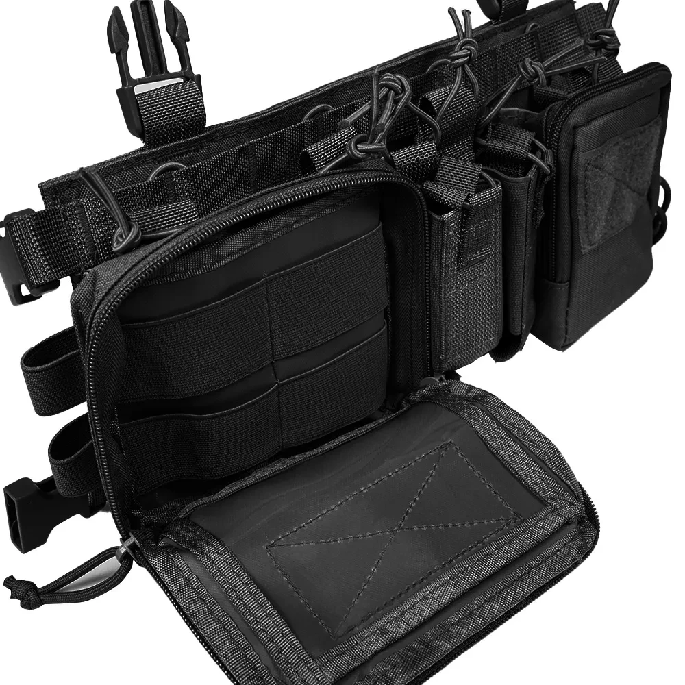 Chaleco táctico para el pecho, bolsa de aparejo, chaleco de entrenamiento de campo, correa de camuflaje multifuncional con múltiples bolsillos para acampar al aire libre, paquete de partido CS