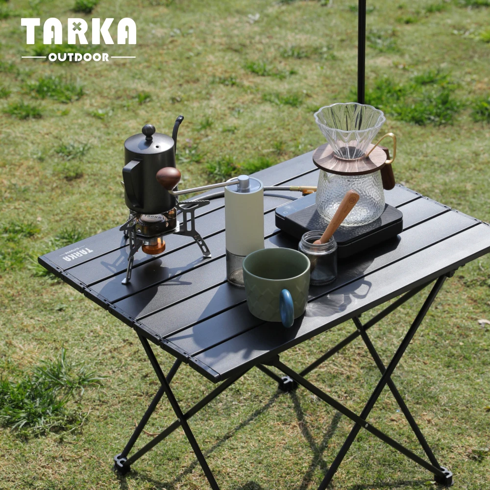 TARKA-mesa plegable para acampar al aire libre, mesa portátil de aluminio ultraligera de alta resistencia para Picnic y barbacoa