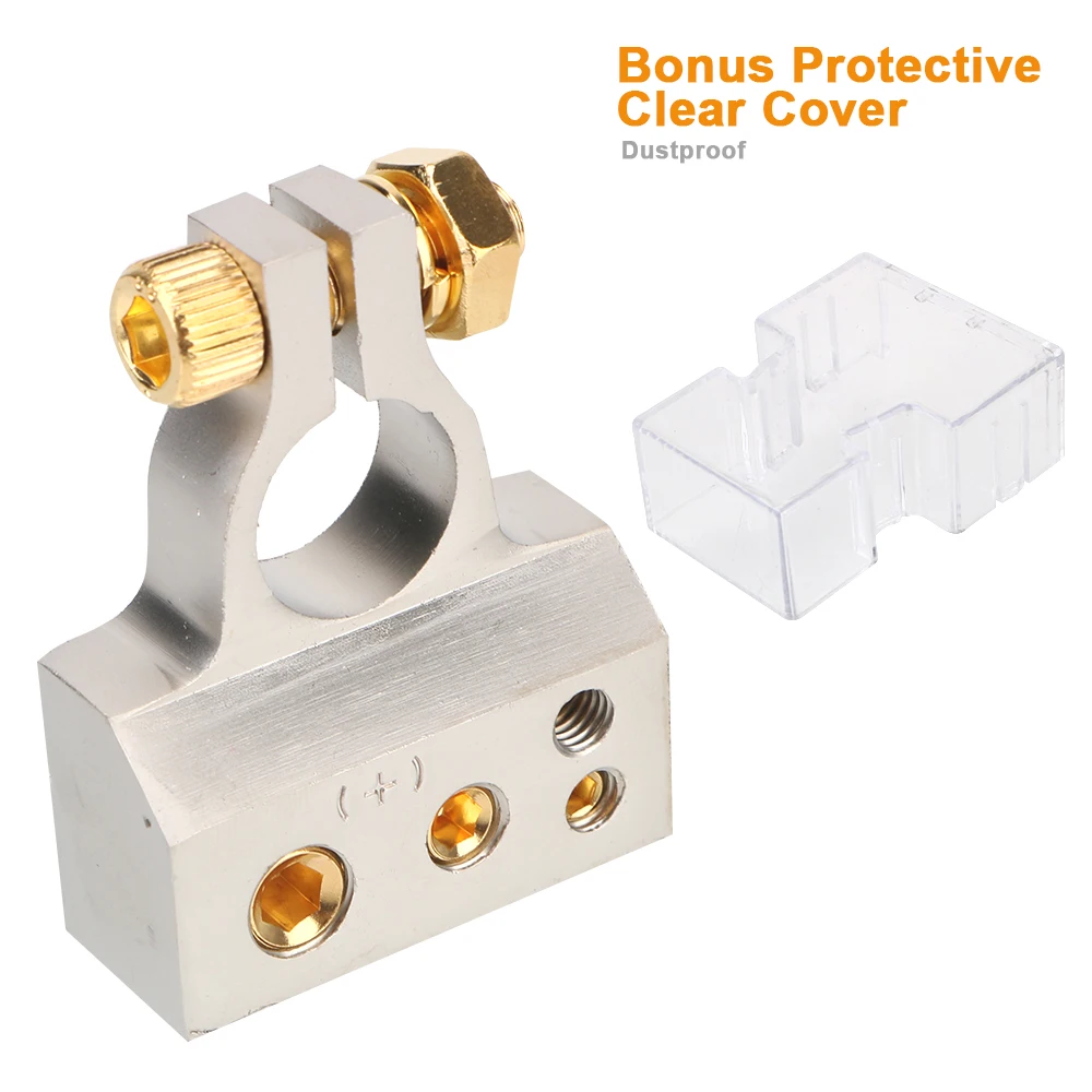2 uds positivo negativo con 2 cubiertas transparentes cuñas 0/2/4/8/10 calibre cabeza de batería modificada para coche conectores de terminales de batería de coche
