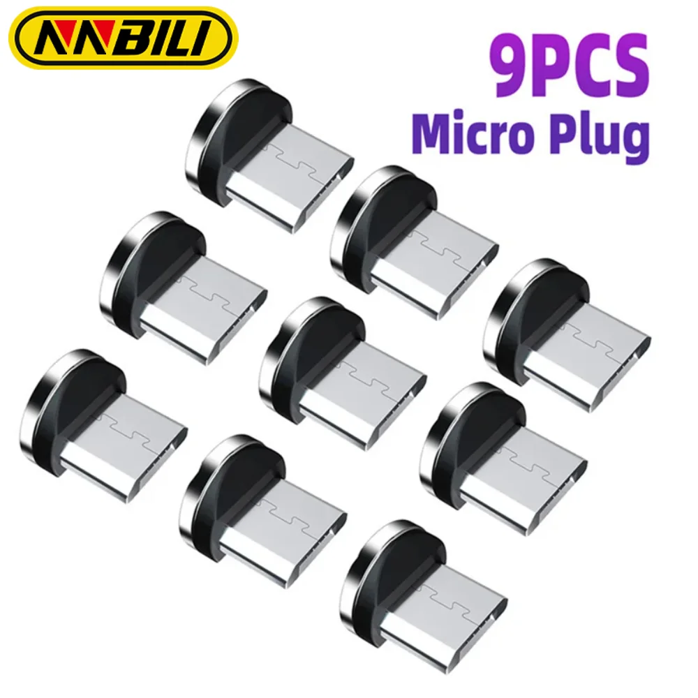 Adaptador de Cable de carga para teléfono móvil, convertidor de 9 piezas, rotación de 360 grados, puntas magnéticas, piezas de repuesto, fácil de operar, duradero