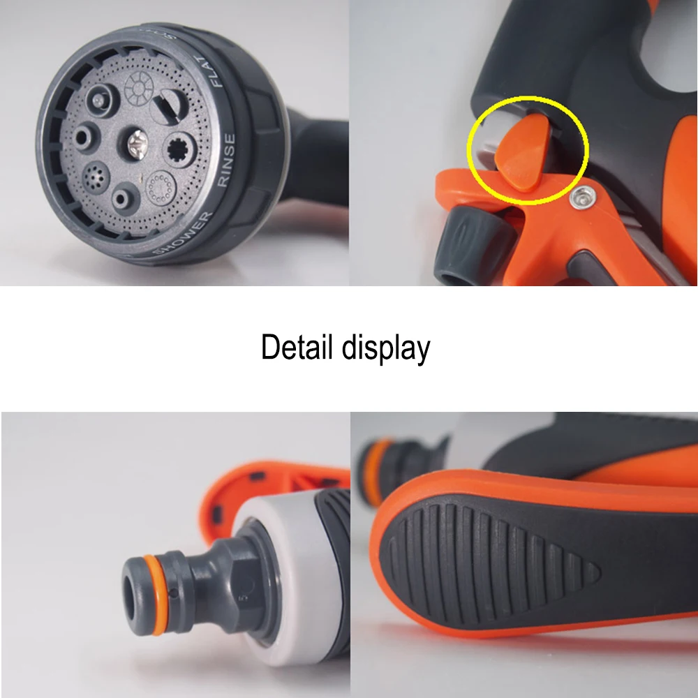Pistola de riego para jardín, pulverizador de alta presión de 8 modos, boquilla de riego ajustable para plantas, césped, patio, aspersor de riego