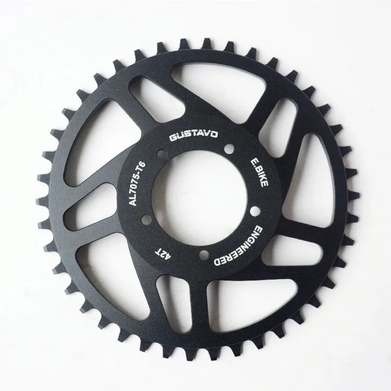 GUSTAVO-anillo de cadena para bicicleta eléctrica, 42T, para BAFANG BBS01 BBS02 BBSHD M625, accesorios eléctricos de aleación de aluminio de alta calidad