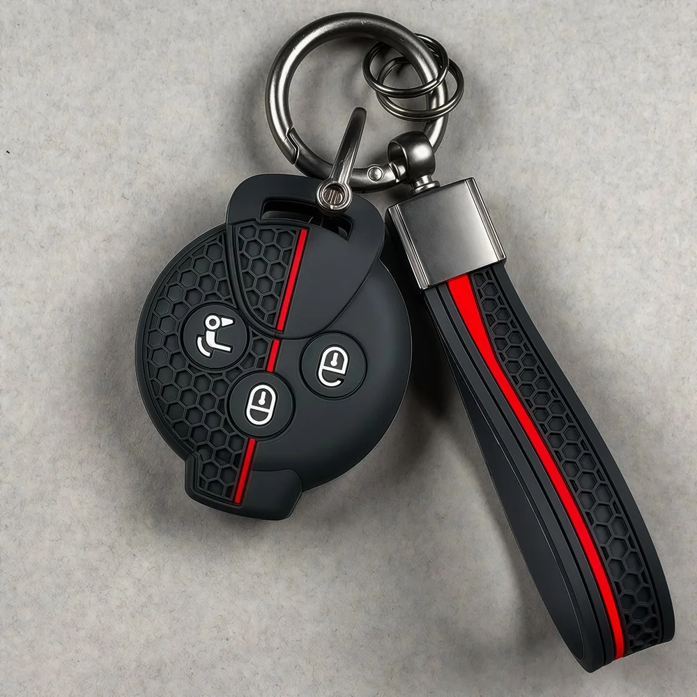 Funda de silicona para llave de coche, cubierta remota para Mercedes Benz Smart Fortwo 451 2007 2008 2009 2010 2011 2012 2013, 3 botones