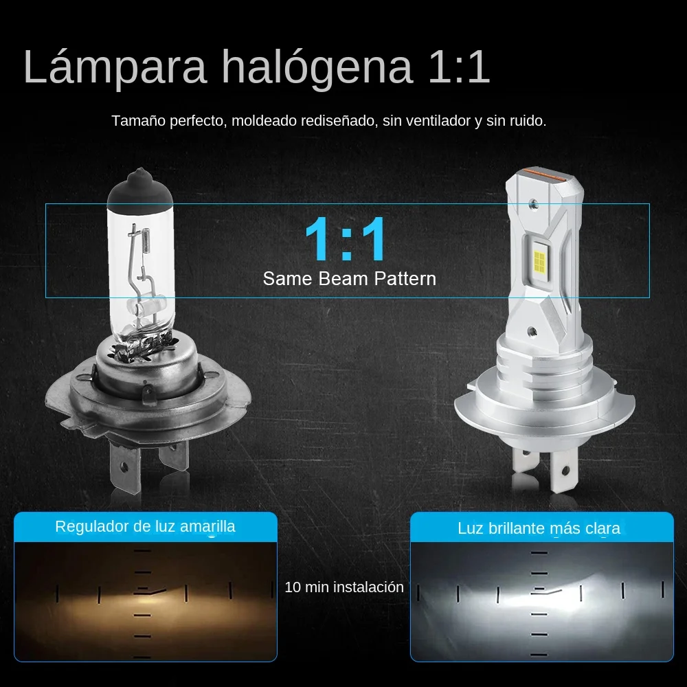 LupuAuto nuevas bombillas LED H7 60W 18000LM lámpara de cabeza sin ventilador tamaño Mini inalámbrico para faro de coche bombilla LED CSP 6000K xenón blanco