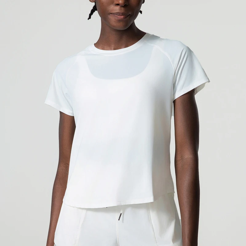 Camiseta de Yoga de manga corta de verano para mujer, Top de cuello redondo para gimnasio y correr, camisa de entrenamiento holgada y transpirable de secado rápido, ropa deportiva femenina