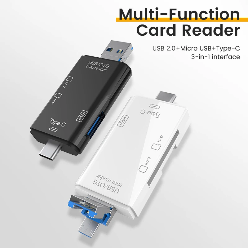Lector de tarjetas multifunción 6 en 1 OTG SD, USB 2,0, tipo C/TF/SD, tarjeta de memoria inteligente, adaptador de Accesorios para ordenador portátil