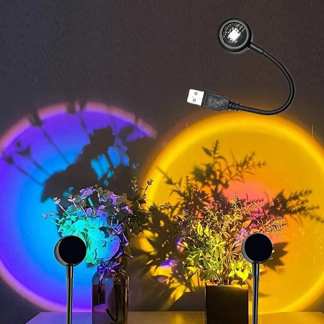 MeeToo-Lámpara de ambiente de puesta de sol USB, proyector Led, luz nocturna de neón para decoración para sala de estar, dormitorio, fondo, fotografía, ambiente de pared