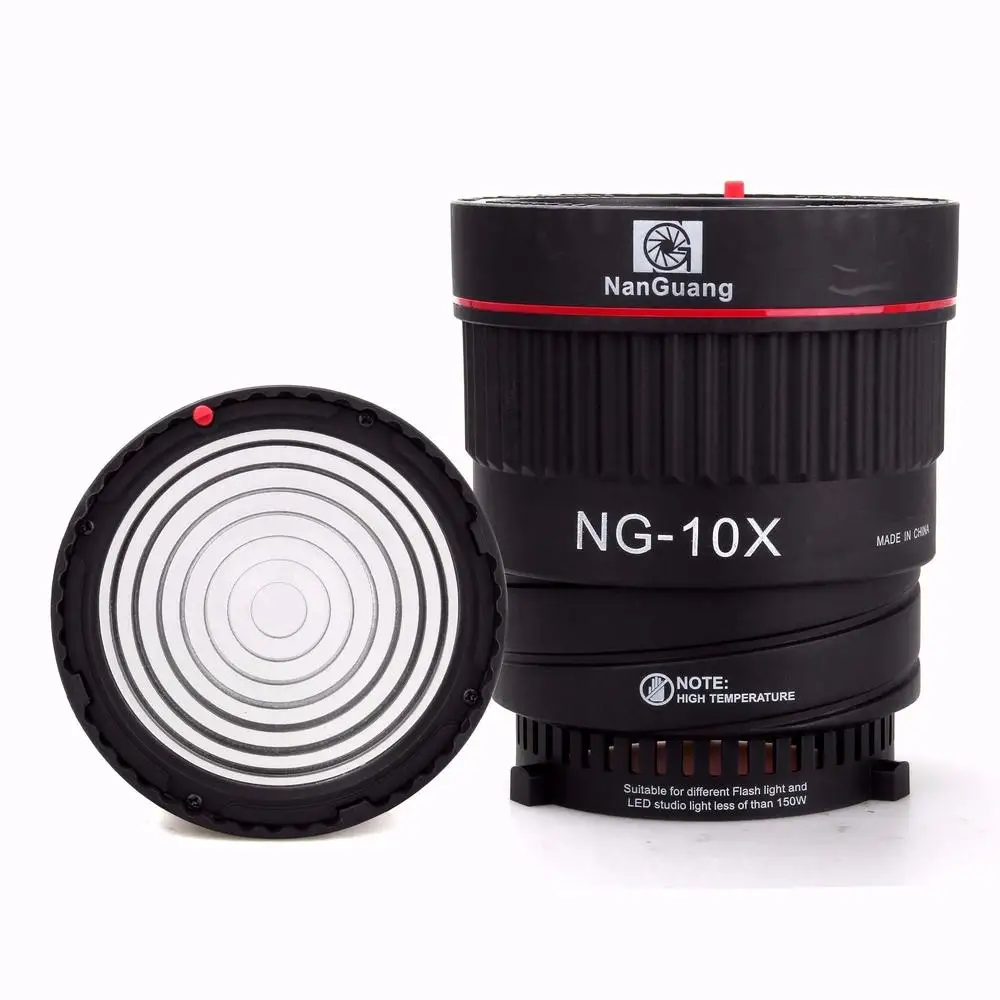 Nanguang-lente de enfoque NG 10X Fresnel para estudio de Flash LED, montaje Bowen para Flash y luz Led con filtro de 4 colores