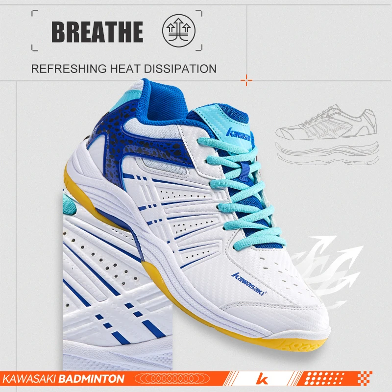 Kawasaki nuevos zapatos de bádminton zapatillas de tenis para hombre zapatos deportivos antideslizantes transpirables para hombres y mujeres K-065D