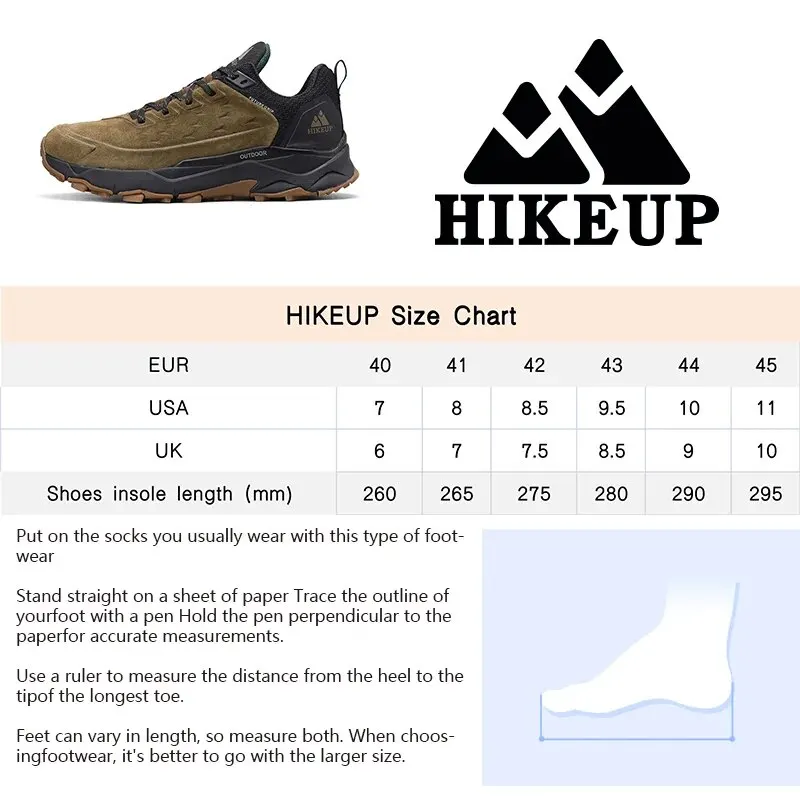 HIKEUP, los últimos zapatos de senderismo para hombres, zapatillas antideslizantes resistentes al desgaste para exteriores, escalada en roca, senderismo, caza, deportes para hombres, cuero de ante
