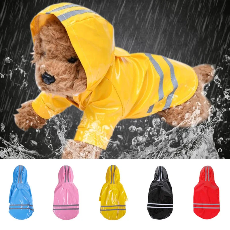 Ropa para perros, impermeables con capucha, tira reflectante, abrigo de lluvia para perros, chaquetas impermeables, ropa transpirable para exteriores para cachorros, impermeable