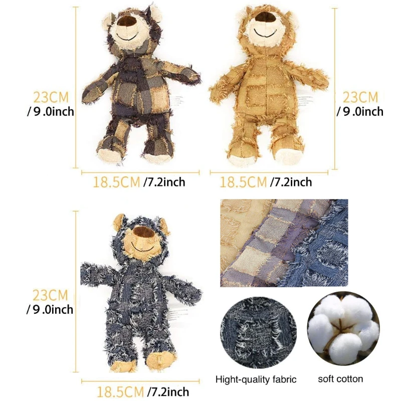 Oso de peluche para mascotas, juguete interactivo de felpa para perros, limpieza de dientes, antimordeduras, juguete Abreact, suministros para mascotas