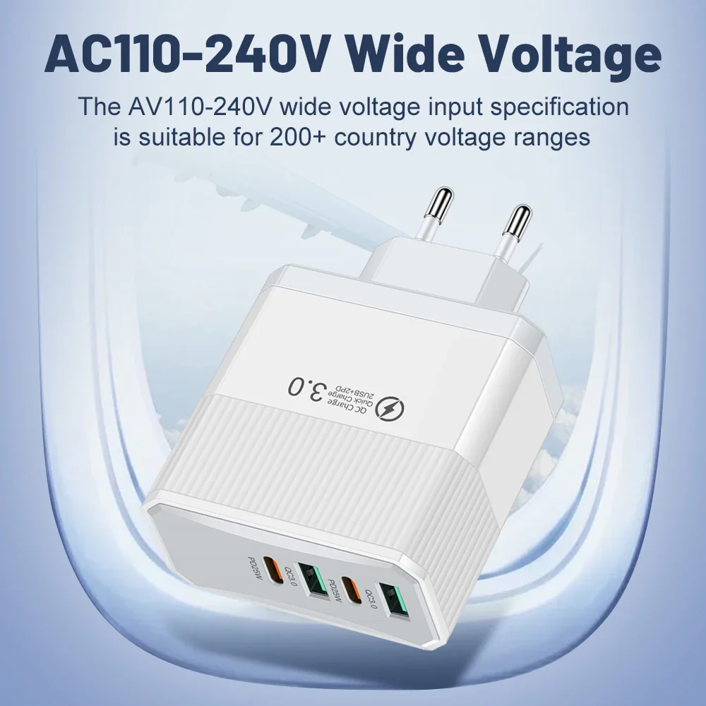 Cargador USB de 100W con carga rápida, 6 puertos, Quick Charge 3.0, cargador de viaje para iPhone, Samsung, Huawei.