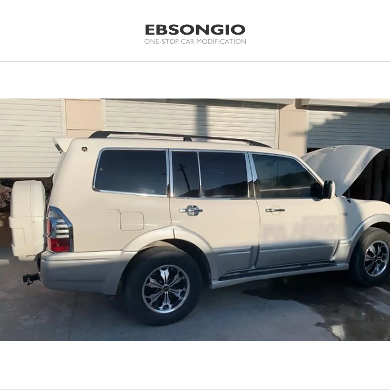 Accesorios para Mitsubishi Pajero V93 V97 V73 V77 2007-2019, cubierta de tira de pilar de ventana de coche, pegatina de pilares centrales de acero inoxidable