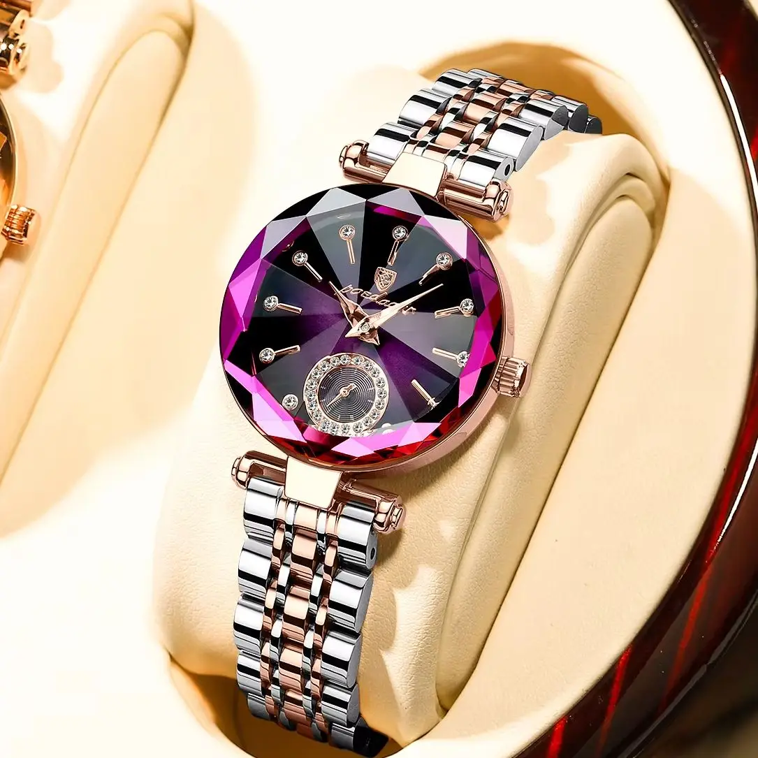 POEDAGAR, reloj de pulsera elegante de lujo para mujer, relojes de cuarzo de acero inoxidable resistentes al agua para mujer, vestido informal sencillo, reloj para mujer