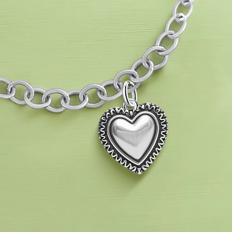 Colgantes Ajustables de Plata de Ley 925, Dijes Vintage de Corazón y Torre, Cuentas para Pulseras Originales, Brazaletes, Collares, Joyería DIY
