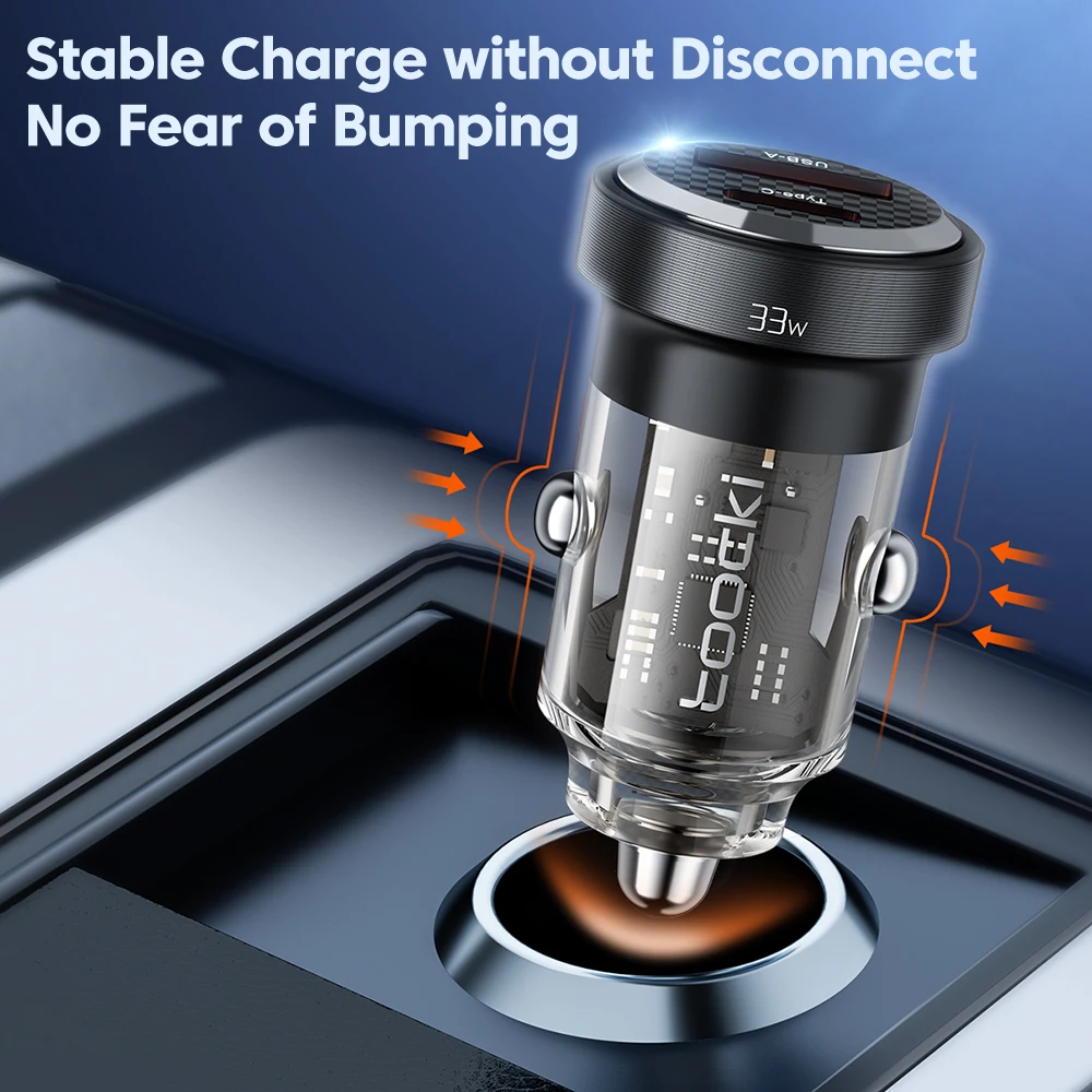 Toocki-cargador de teléfono para coche, dispositivo de carga rápida PD 3,0 SCP 5A USB tipo C para iPhone 14 13 Xiaomi Samsung S23, 33W